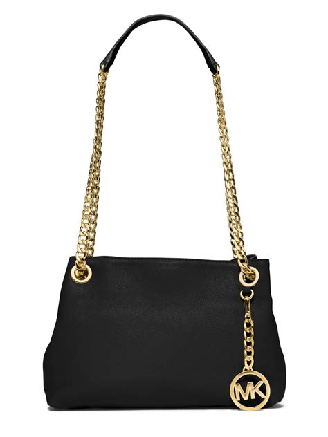 michael kors gold ring black leather purse|Michael Kors black ribbed purses.